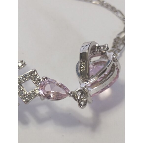 Women's Sterling Silver 16" Neckalce & Pendant Kunzite & CZ NEW - Picture 3 of 14